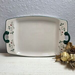 Vintage Pfaltzgraff Winterberry Holly Berry Rectangle Serving Platter Handles